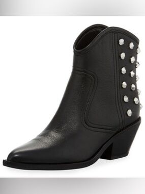 Marc Fisher LTD Baily studded western booties in black leather 6.5 women’s